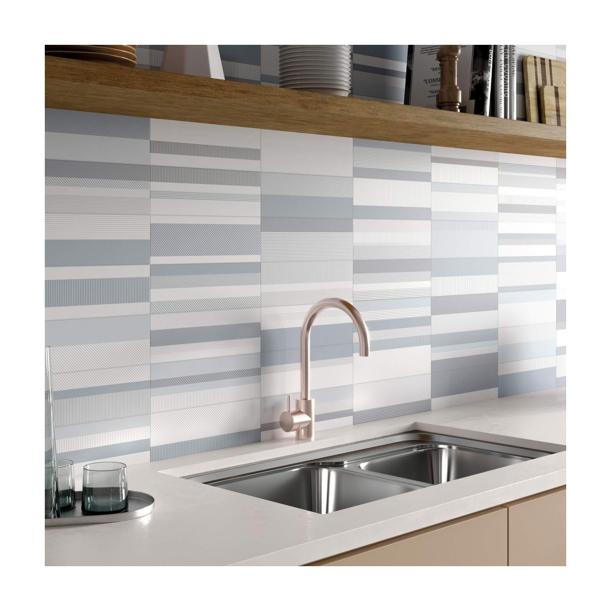 Cozinha com revestimento Brick Gradient Gray 11x33.15 (Box 1.13m2)