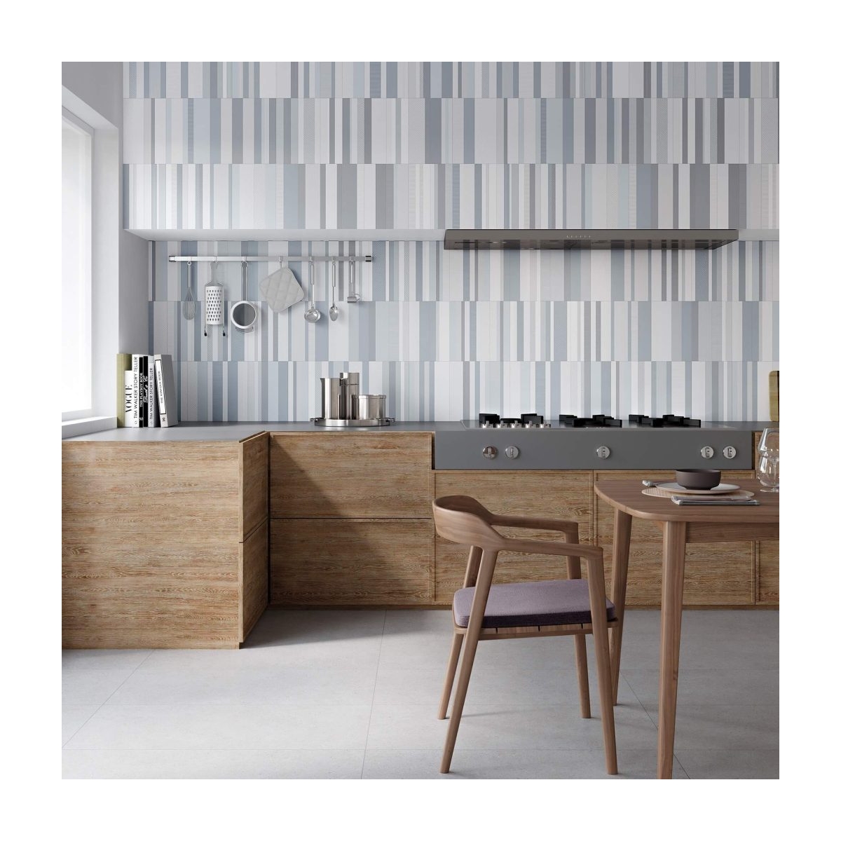 Cuisine avec revêtement Brick Gradient Grey 11x33.15