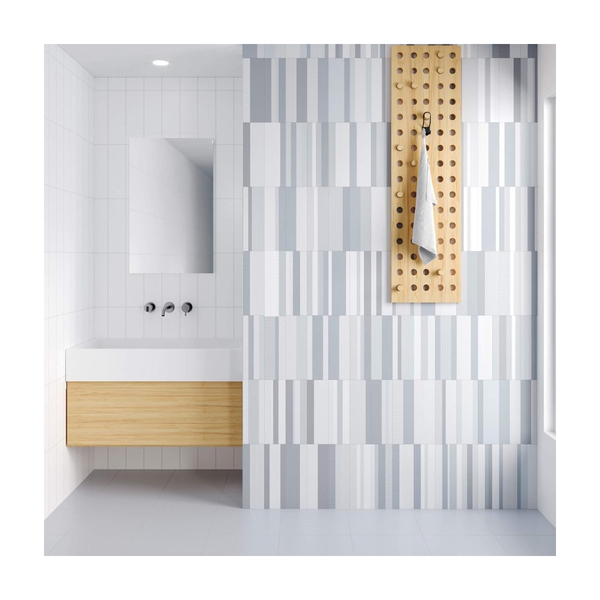 Casa de banho com revestimento Brick Gradient Gray 11x33.15