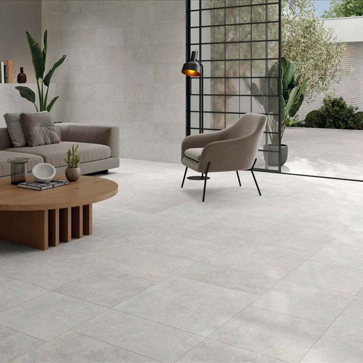 Intérieur avec revêtement de sol Premiere P.E Pearl Matte 45x45