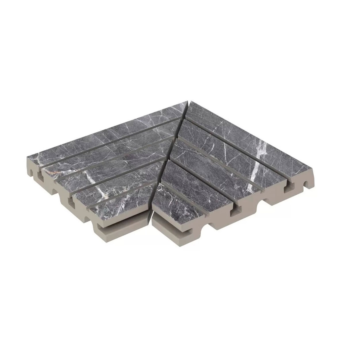 Imperial Ash Antiderrapante Ângulo da Grelha Esquerda 33x33 (Conjunto 1 peça)