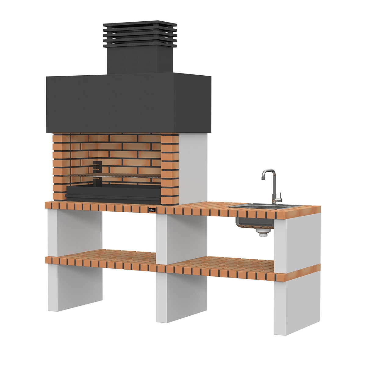 Grill mit Arbeitsplatte, Spüle und Wasserhahn Tróia Gelb-Schwarz
