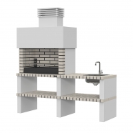 Barbecue with countertop, sink and faucet Tróia White