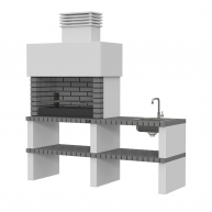 Barbecue with countertop, sink and faucet Tróia Gray-White