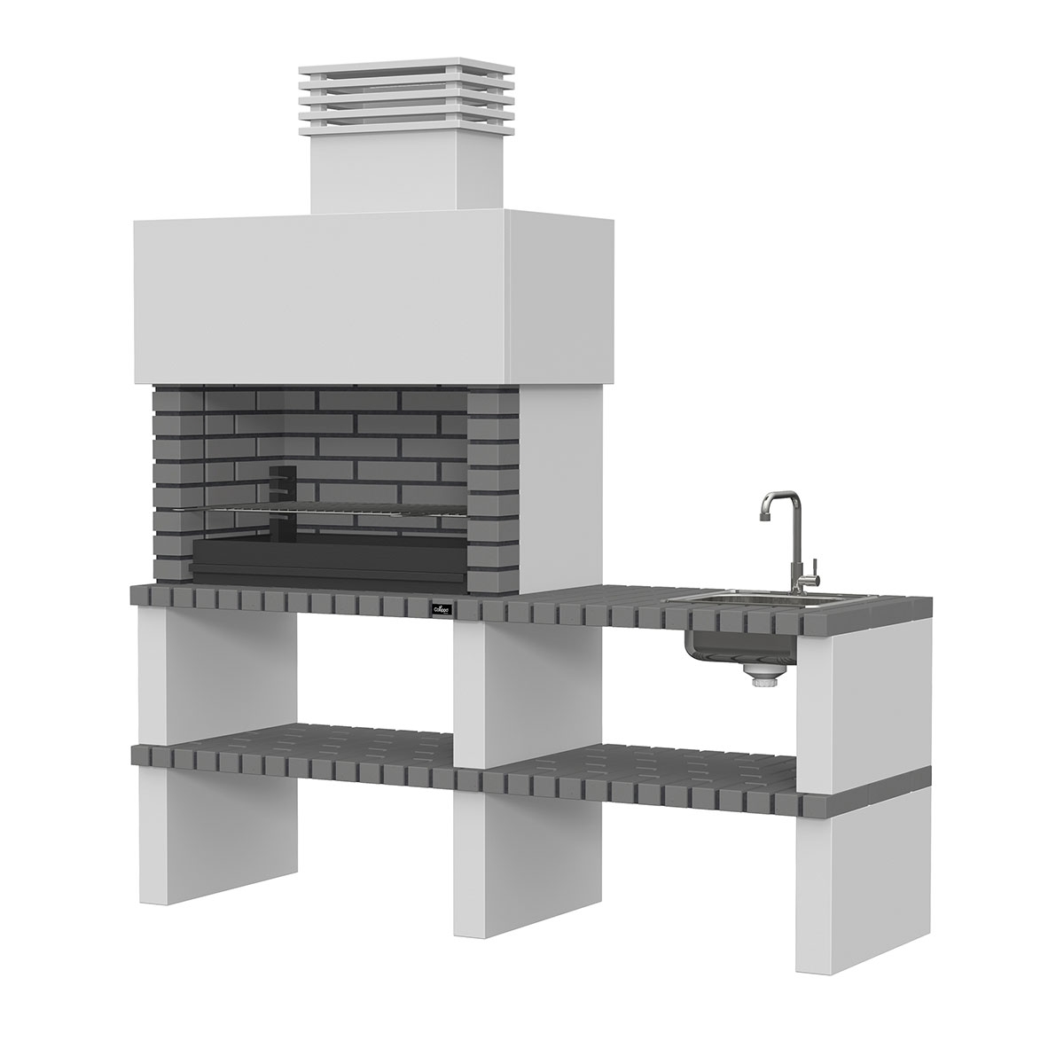 Barbecue with countertop, sink and faucet Tróia Gray-White