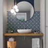 Bathroom with Nautic Blue Taco flooring 16.5x16.5 (Box 0.55m2)