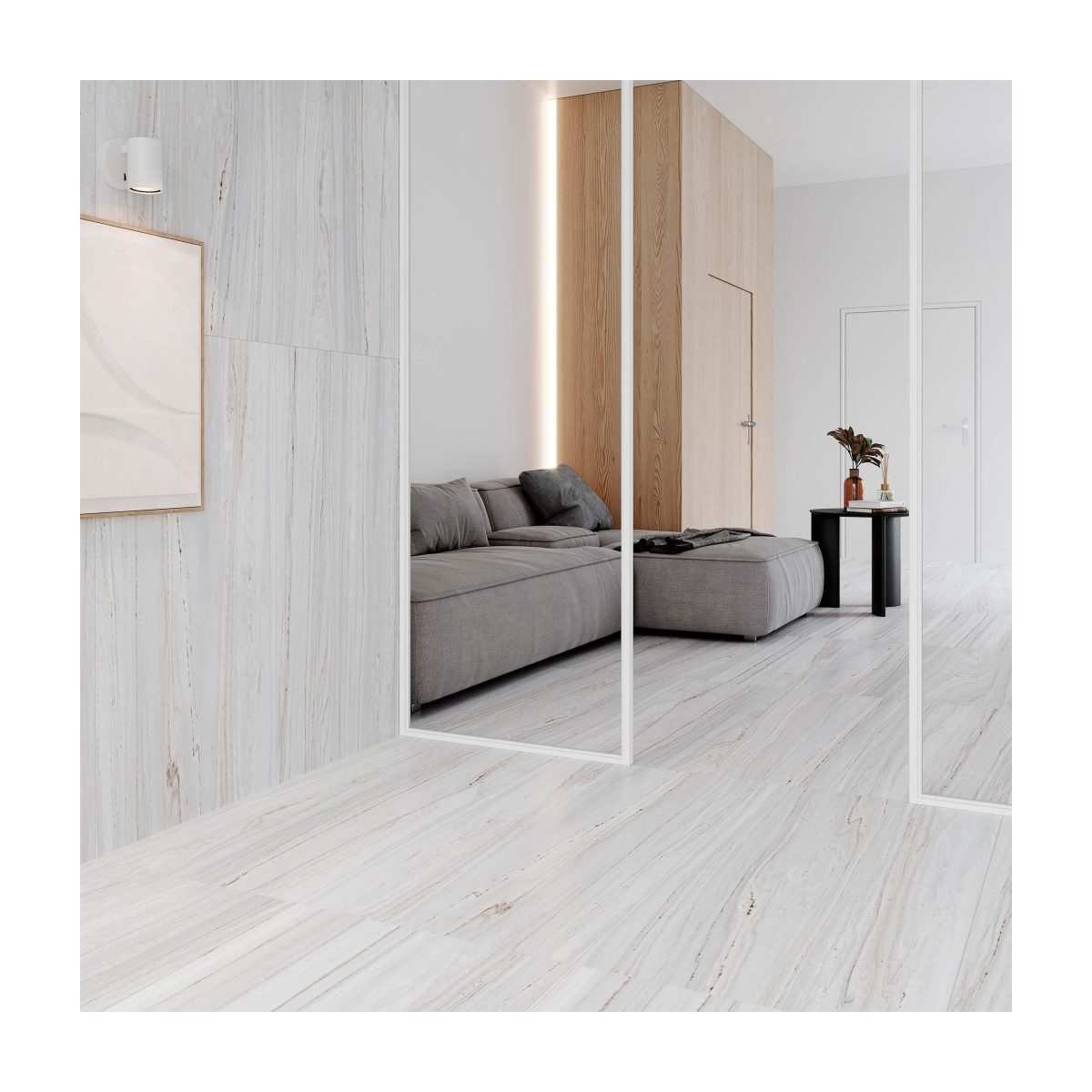 Interior con pavimento y revestimiento Palissandro Natural 59,1x119,1 (Caja 1,41m2)