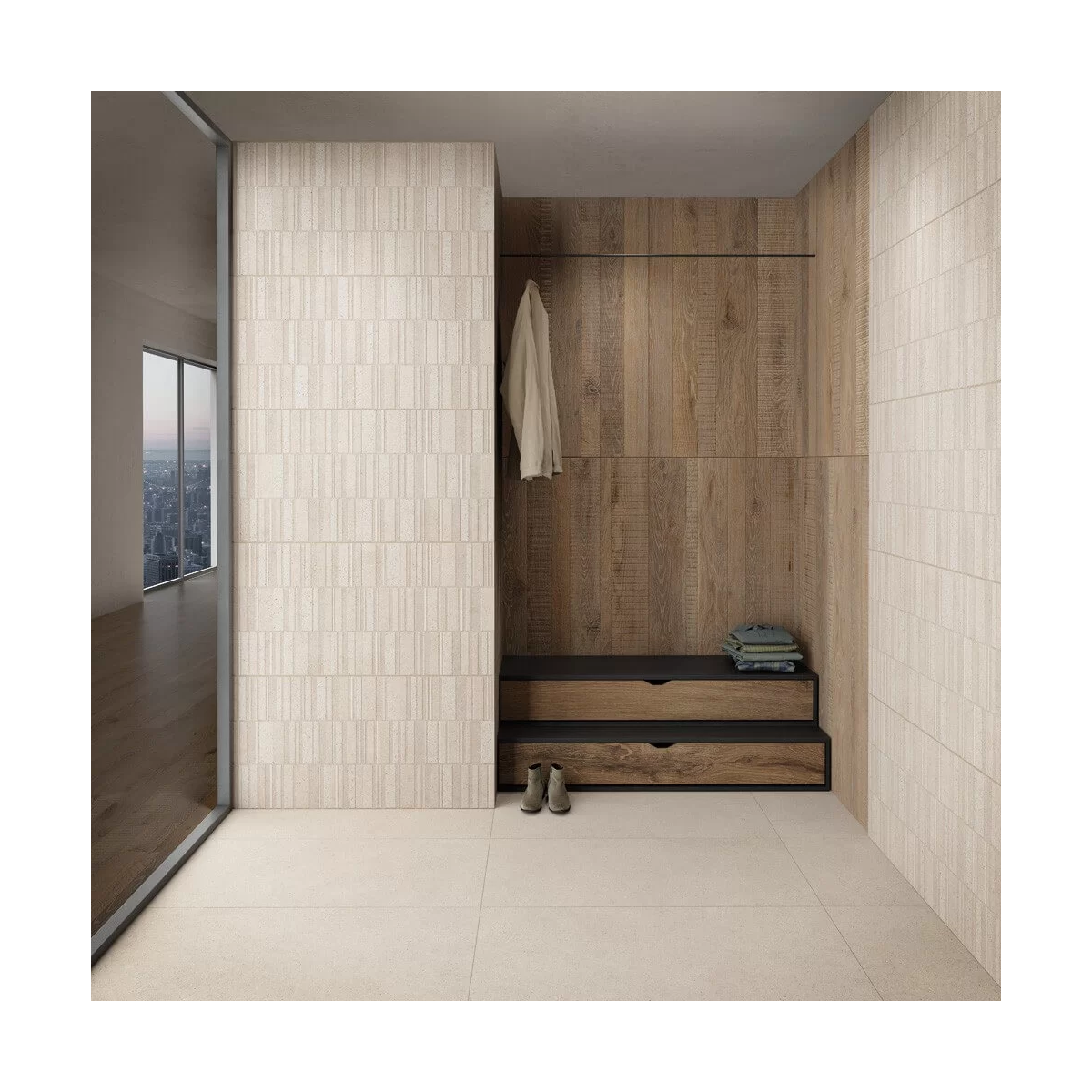 Salle de bain avec plan Sassi Beige 45x90 (Boîte 1.22m2)