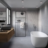Bathroom with Sassi Gray flooring and cladding 45x90 (Box 1.22m2)