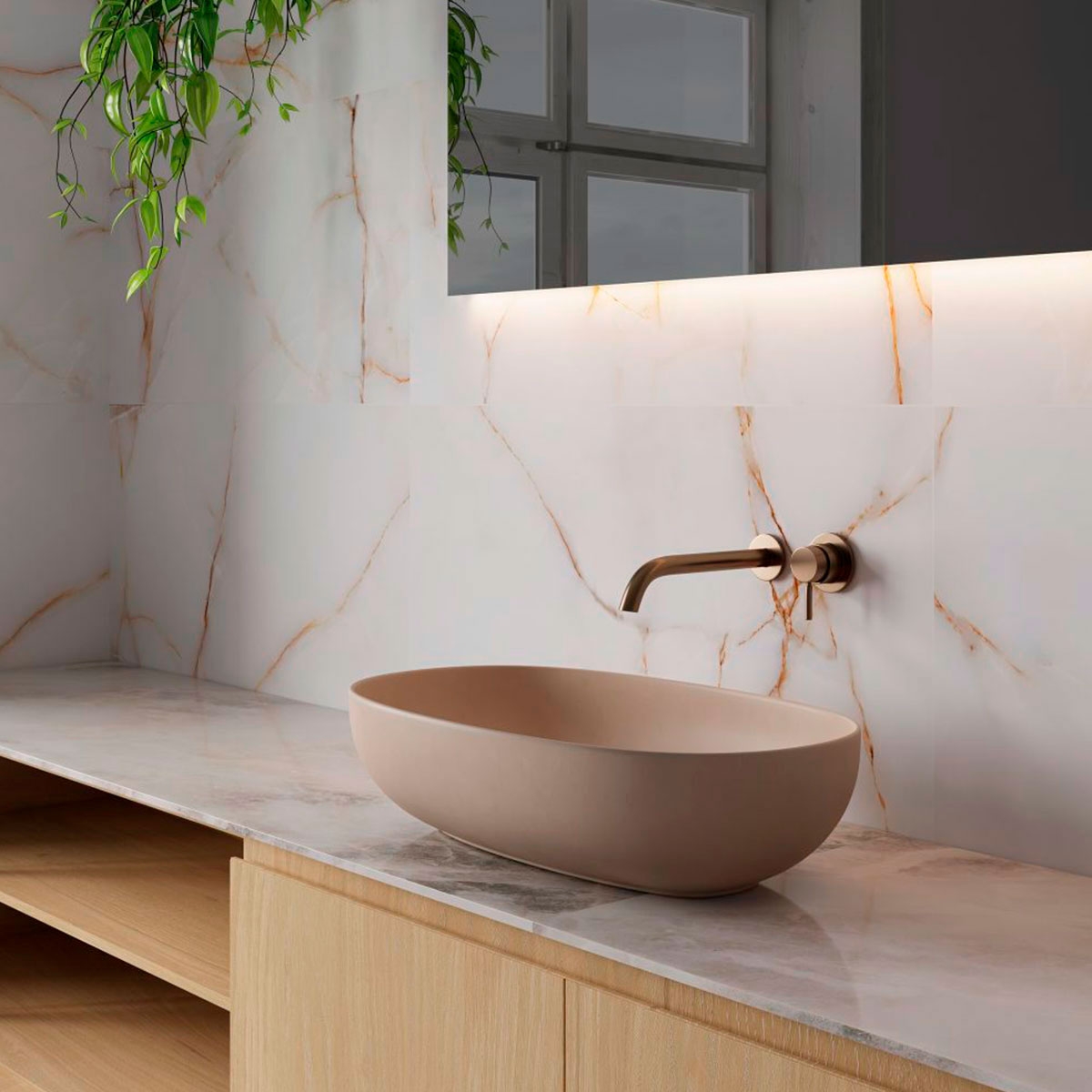 Baño con revestimiento Topaz Gold 45x90 (Caja 1,22m2)