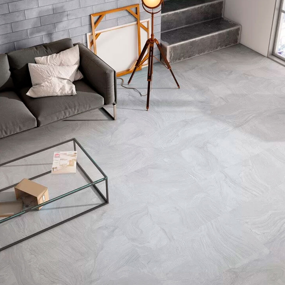 Interior com pavimento Varana Gray 45x90 (Box 1.22m2)