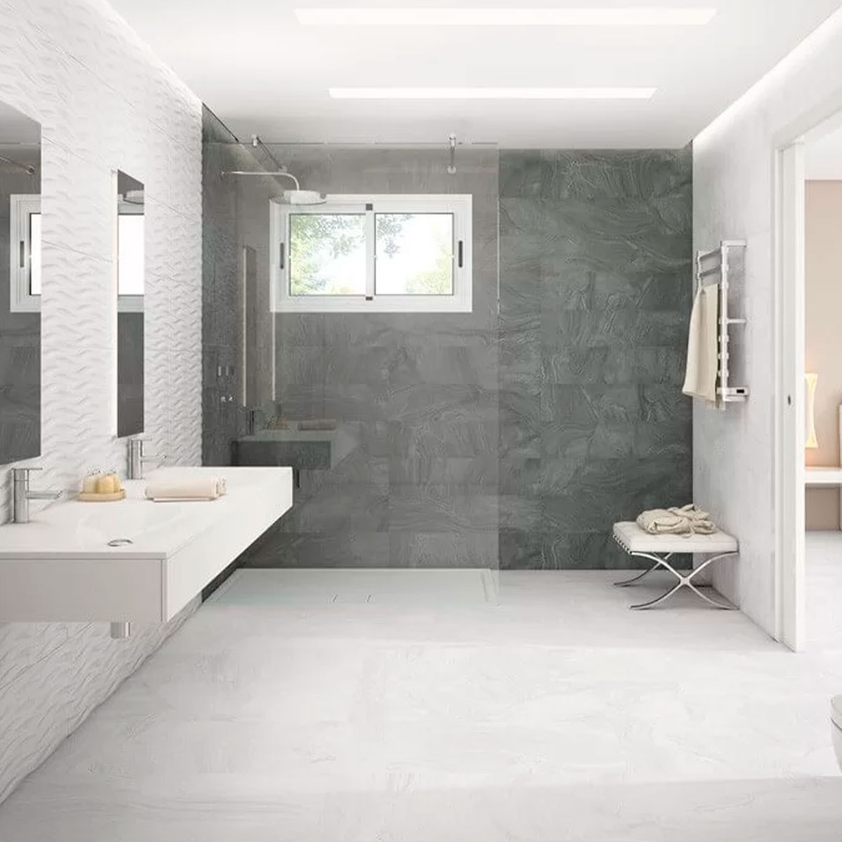 Casa de banho com revestimento Varana Marengo 32x62.5 (Box 1.00m2)