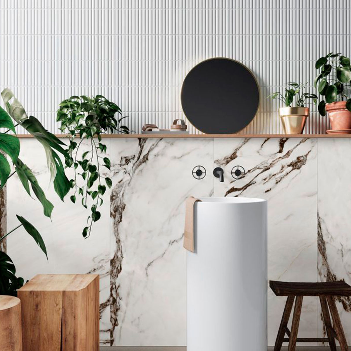 Casa de banho com revestimento Calacatta Monet 59.1x119.1 (Box 1.41m2)