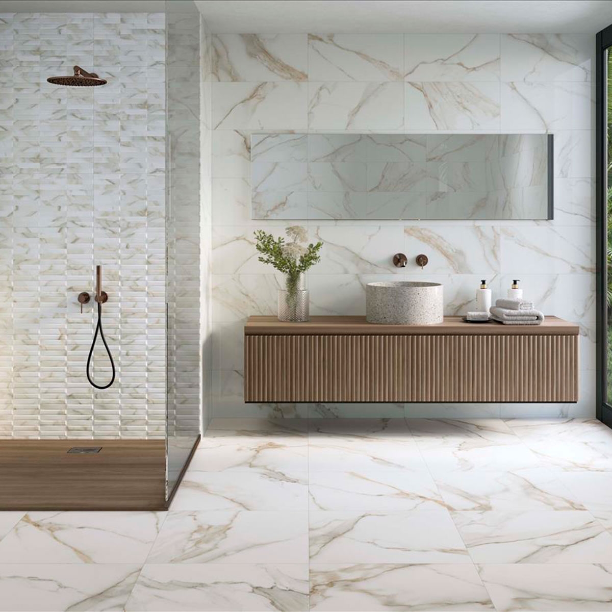 Interior con revestimiento Lumiere Natural 60x120 (Caja de 1,428m2)