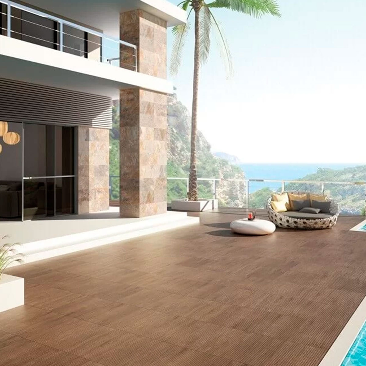 Exterior com pavimento antiderrapante Amazonia Walnut 40.8x66.2 (Box 1.08m2)