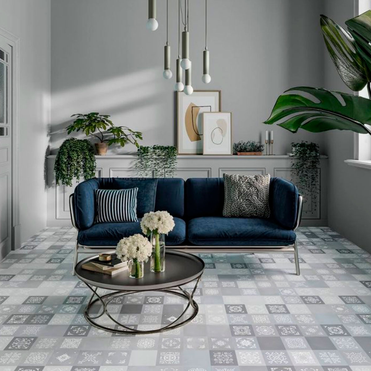 Intérieur avec sol Delice Grey 33.15x33.15 (Boîte 1.32m2)