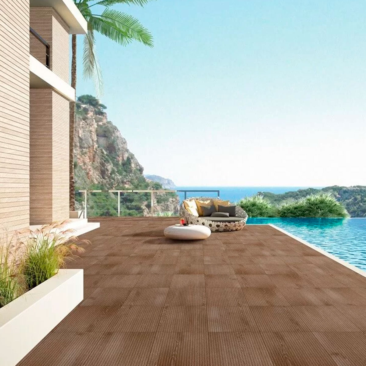 Extérieur avec pavé antidérapant en noyer Amazonia 40,8x66,2 (1,08m2)