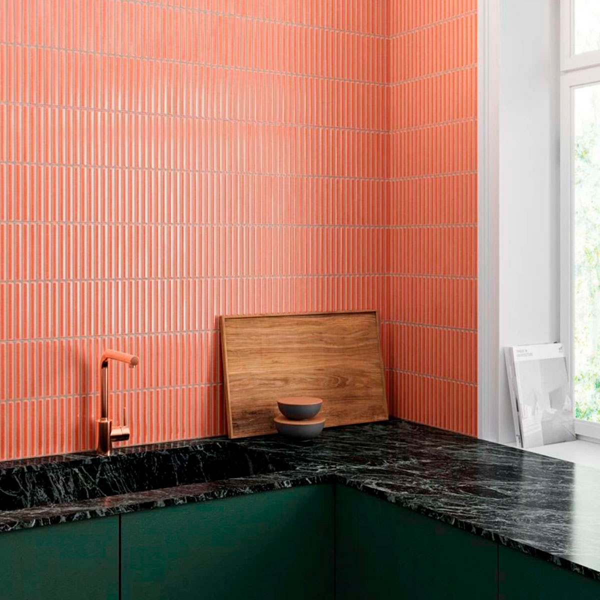 Cozinha com revestimento Deco Pottery Terra 32x62.5 (Box 1.00m2)