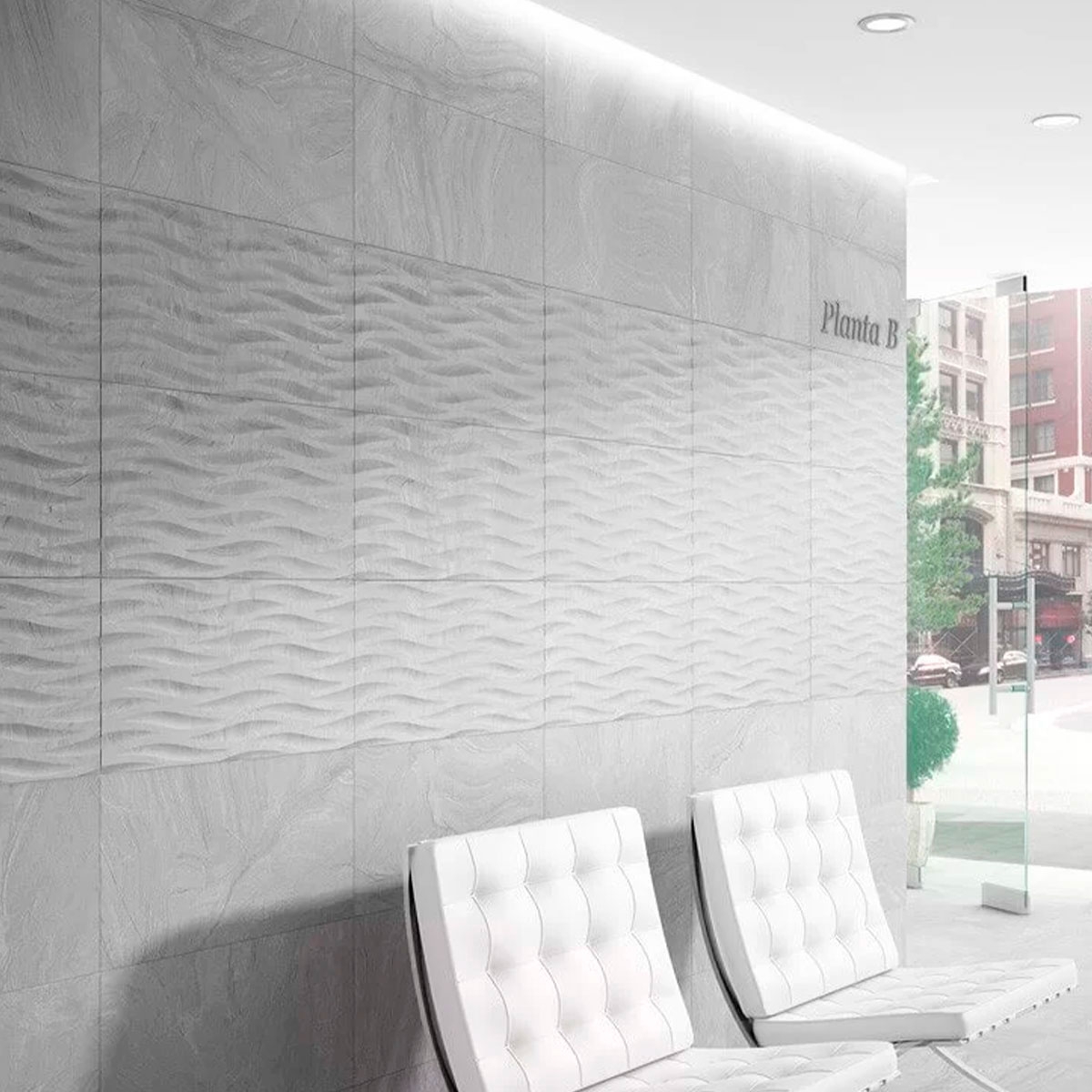 Interior com revestimento Varana Deco Grey 32x62.5 (Box 1.00m2)