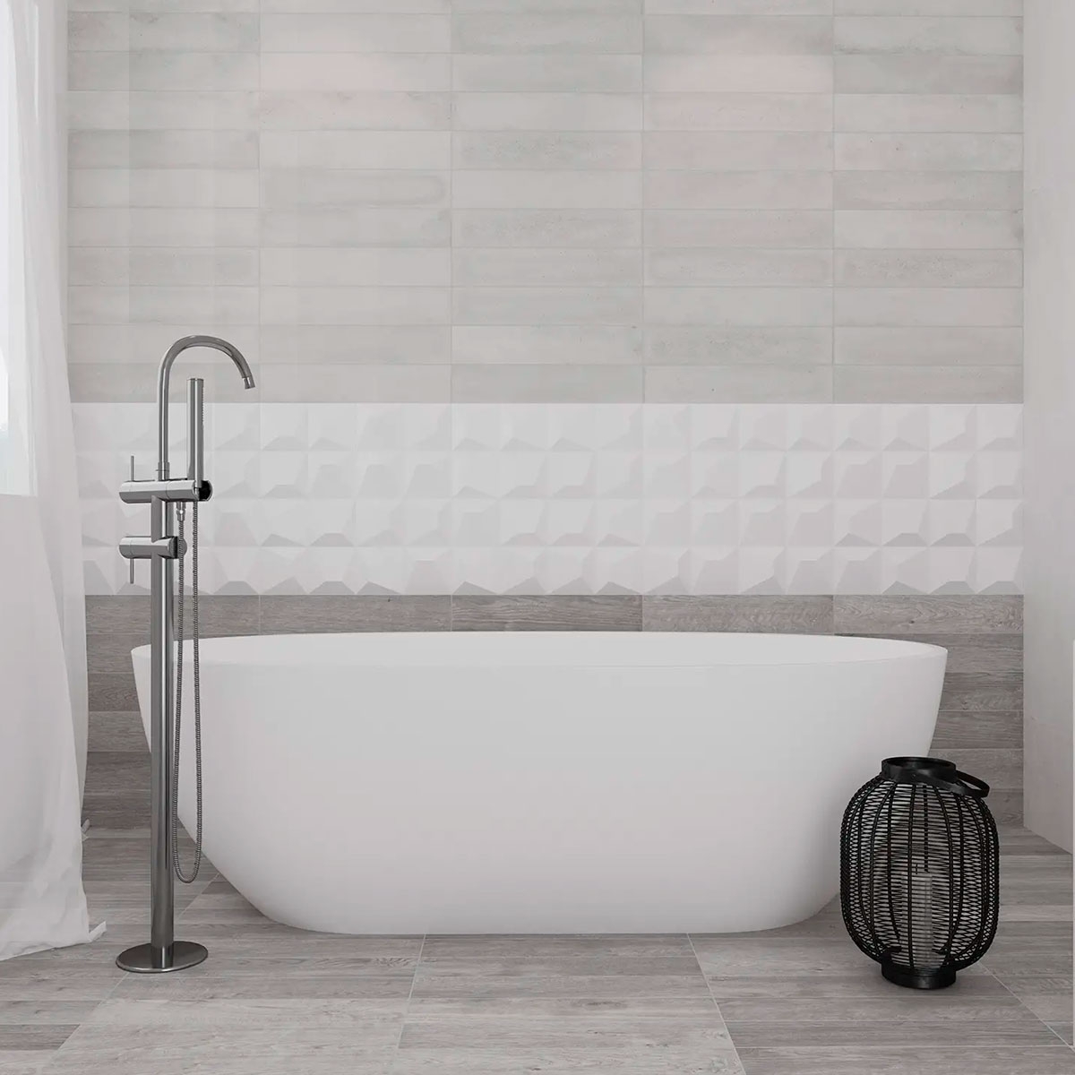 Salle de bain avec revêtement Wow Nilo Ice White 12.5x12.5 (Boîte 0.37m2)