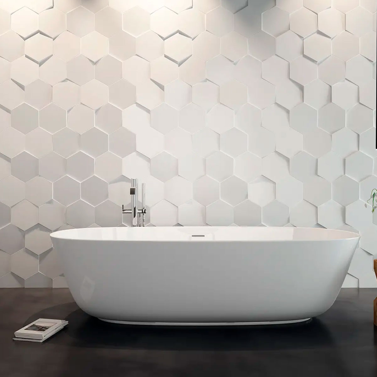 Salle de bain avec revêtement Wow Hexa Ice White 21,5x25 (Boîte 0,40m2)