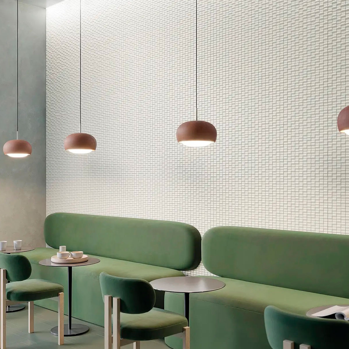 Interior com revestimento 3DB Bevel Quartz Mate 12.5x25