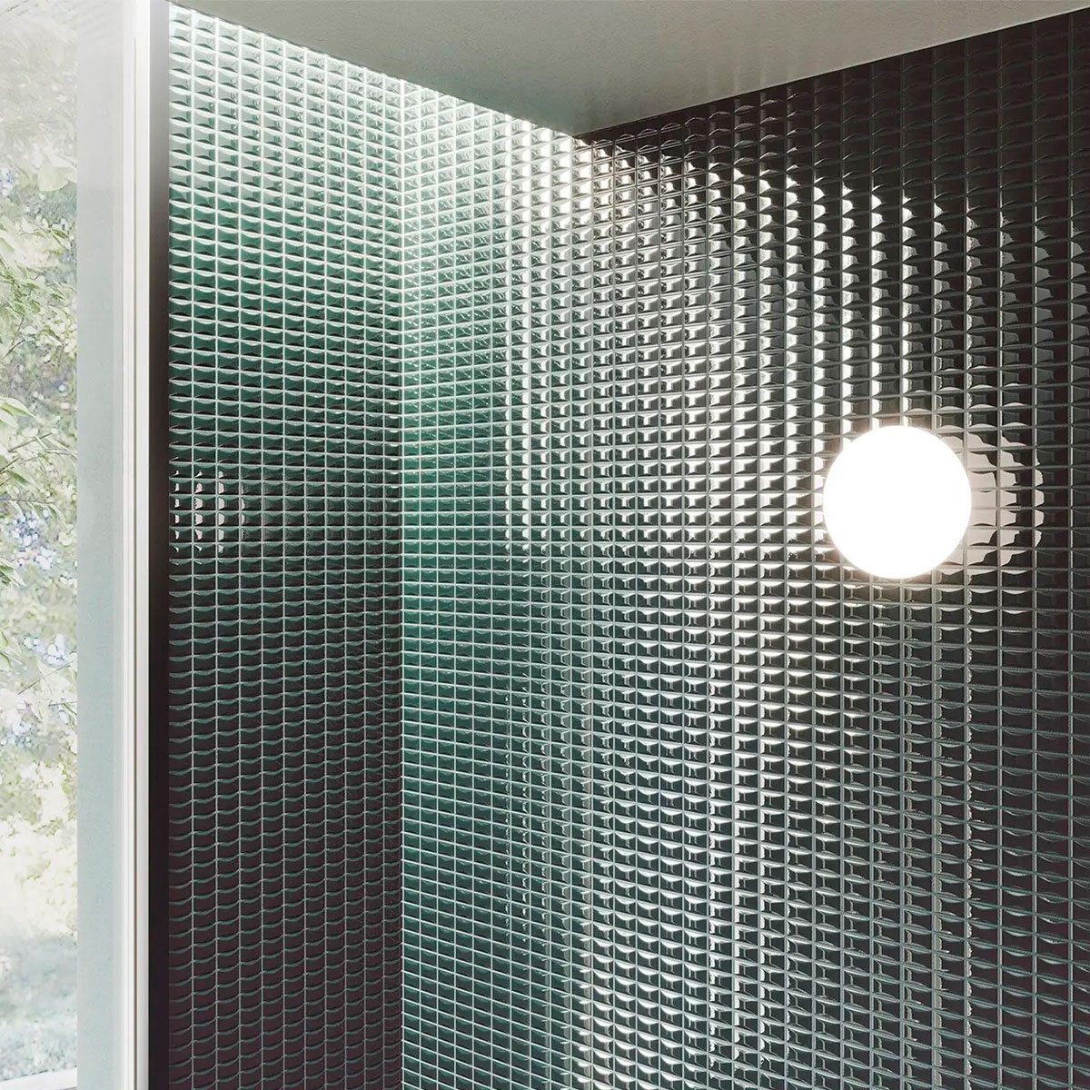 Interior con revestimiento 3DB Bevel Emerald 12,5x25