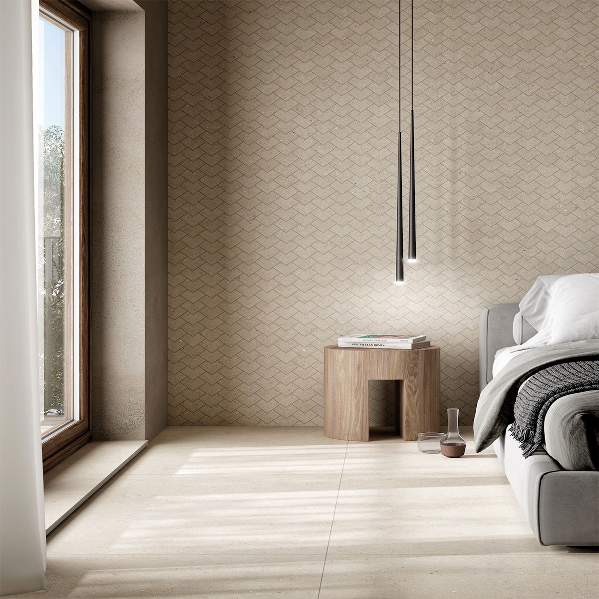 Ambiente con Mosaico Candanchú Sand 28×29,5