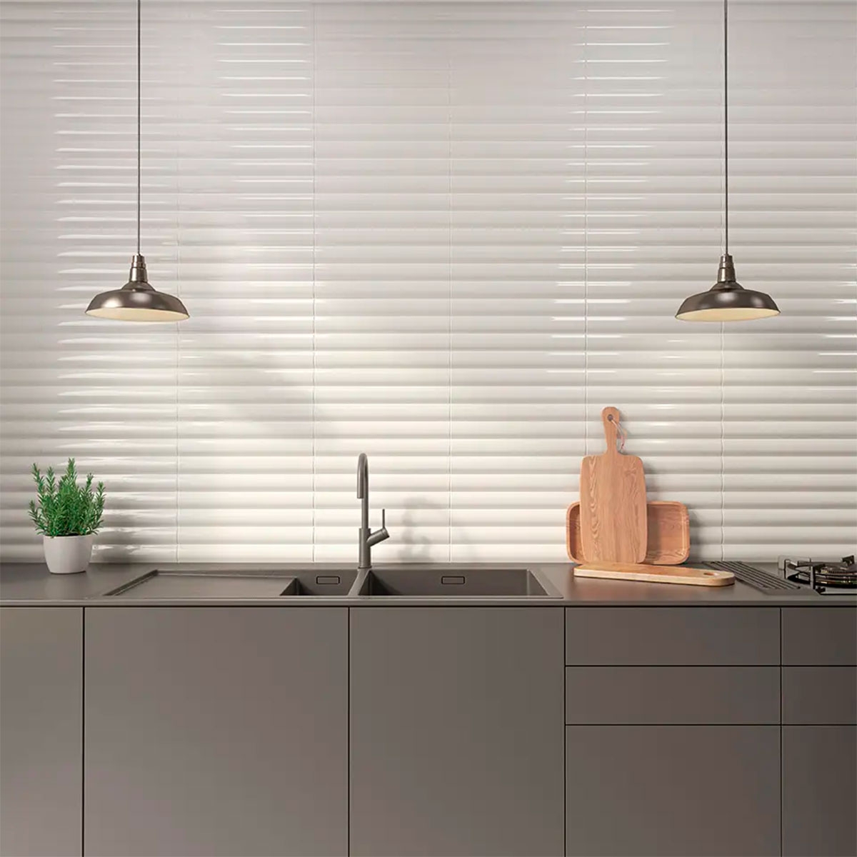 Cocina con revestimiento Faces Hill White 5x40 (Caja 0.60m2)