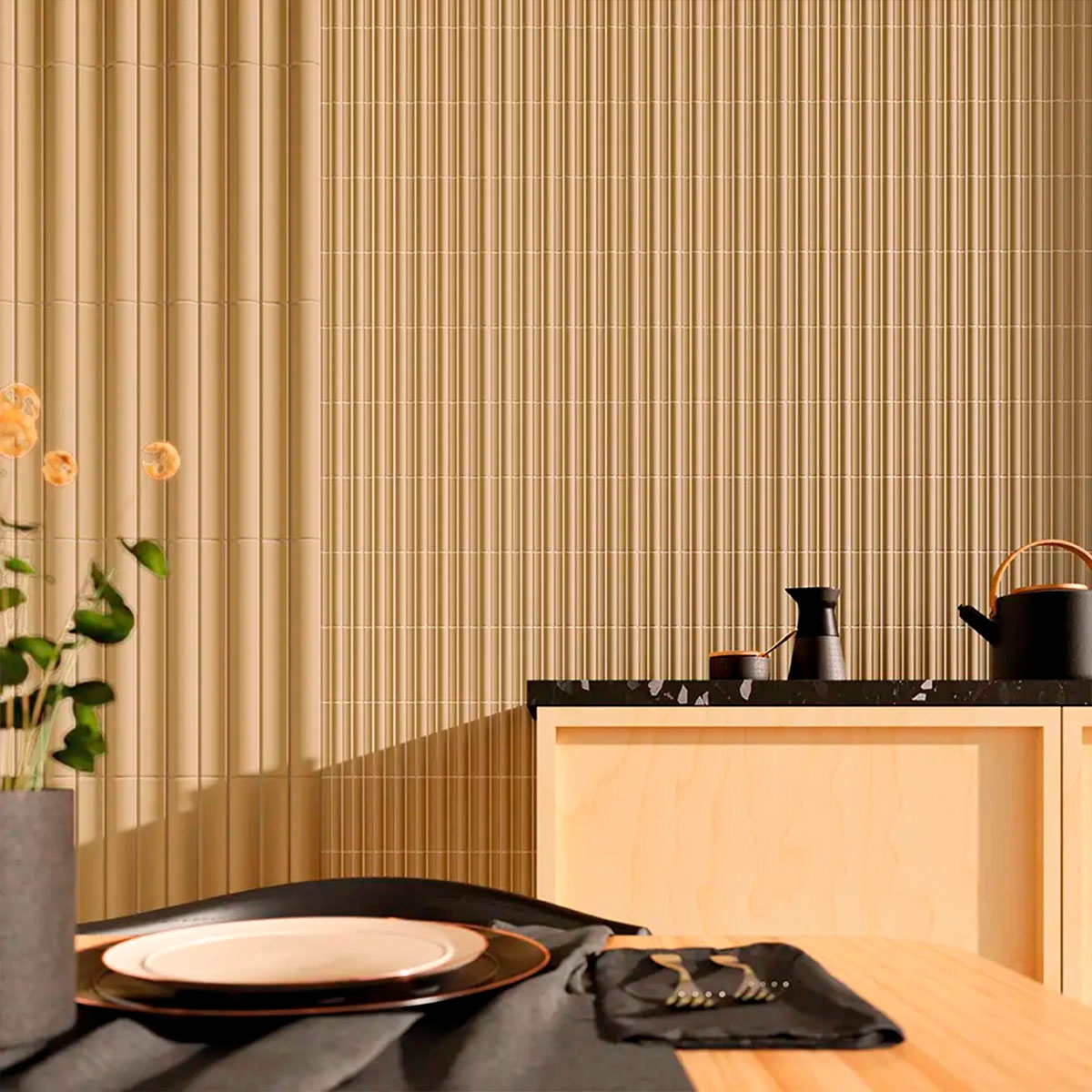 Interior con revestimiento Faces Dune Vegan 5x40 (Caja 0.60m2)