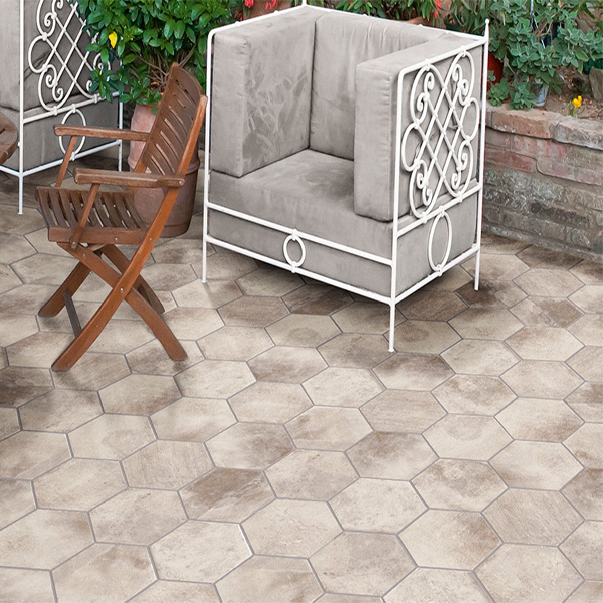 Exterior with Boston Downtown Hexagon Non-slip pavement 28.5x32.5