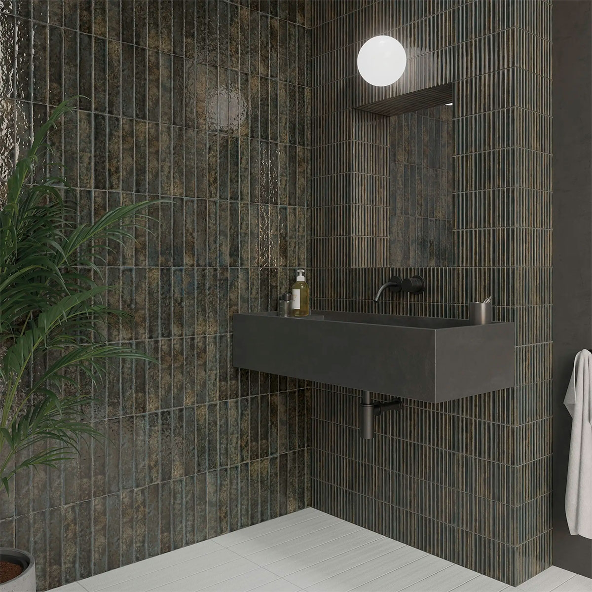 Baño con revestimiento Potters Umber 5x25 (Caja 0.75m2)