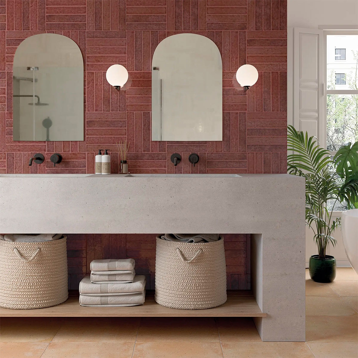 Salle de bain avec bardage Potters Wine 5x25 (Boîte 0.75m2)