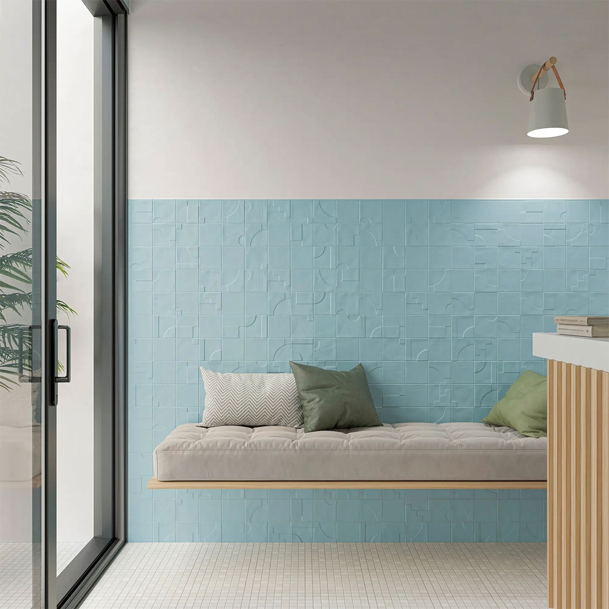 Innenraum mit Casbah Decor Mix Sky 12,5x12,5 Beschichtung