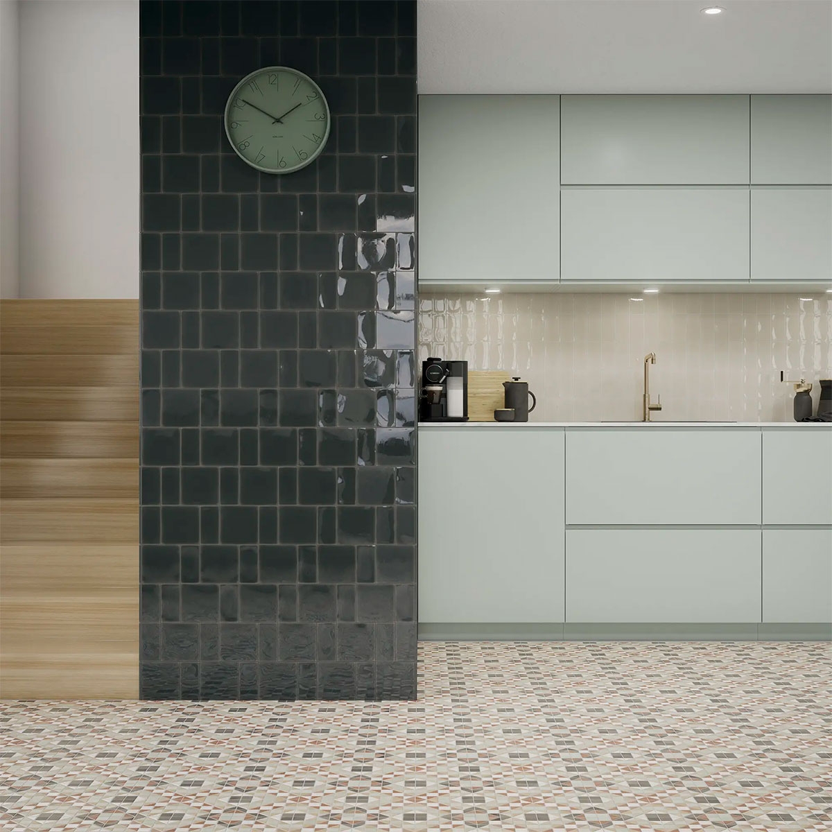 Faienza Square Ebony 12.5x12.5 Cozinha com Revestimento