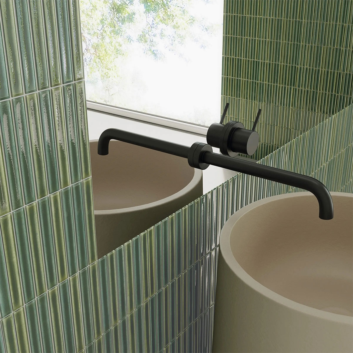 Interior con revestimiento Colour Notes Bars Fennel 12,5x25 (Caja 0,438m2)