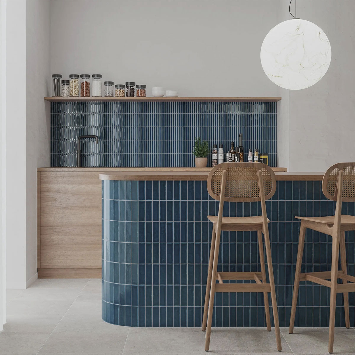 Interior com revestimento CN Bars Indigo 12.5x25