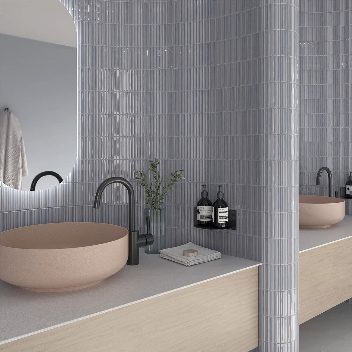 Interior con revestimiento Colour Notes Bars Viola 12,5x25