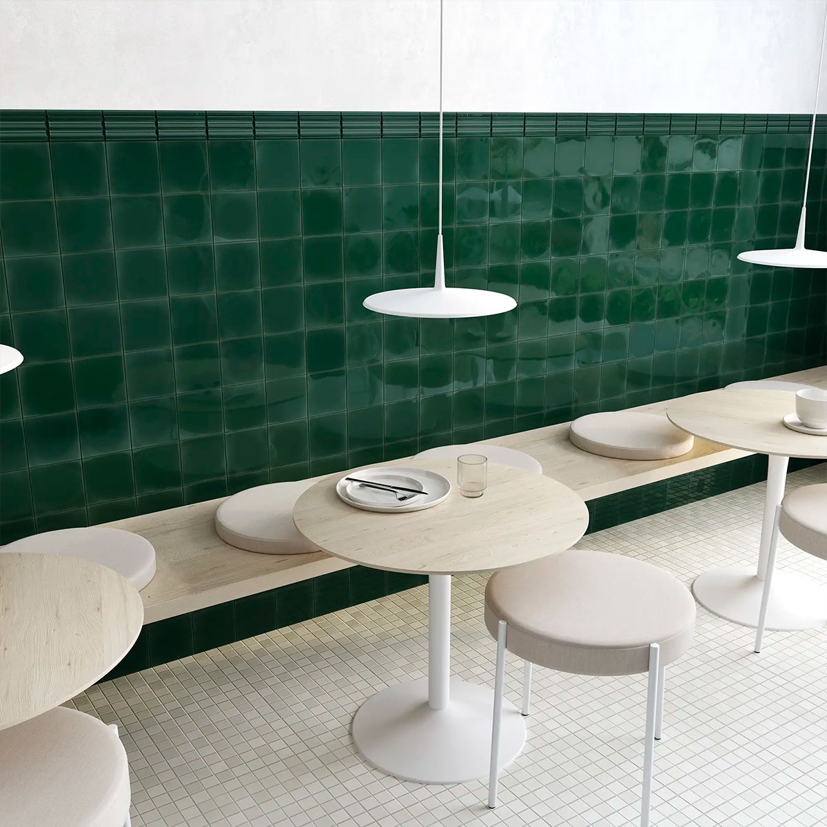 Intérieur avec revêtement Ceinture en faïence Vert Royal 6.2x12.5 (Boîte 0.43m2)