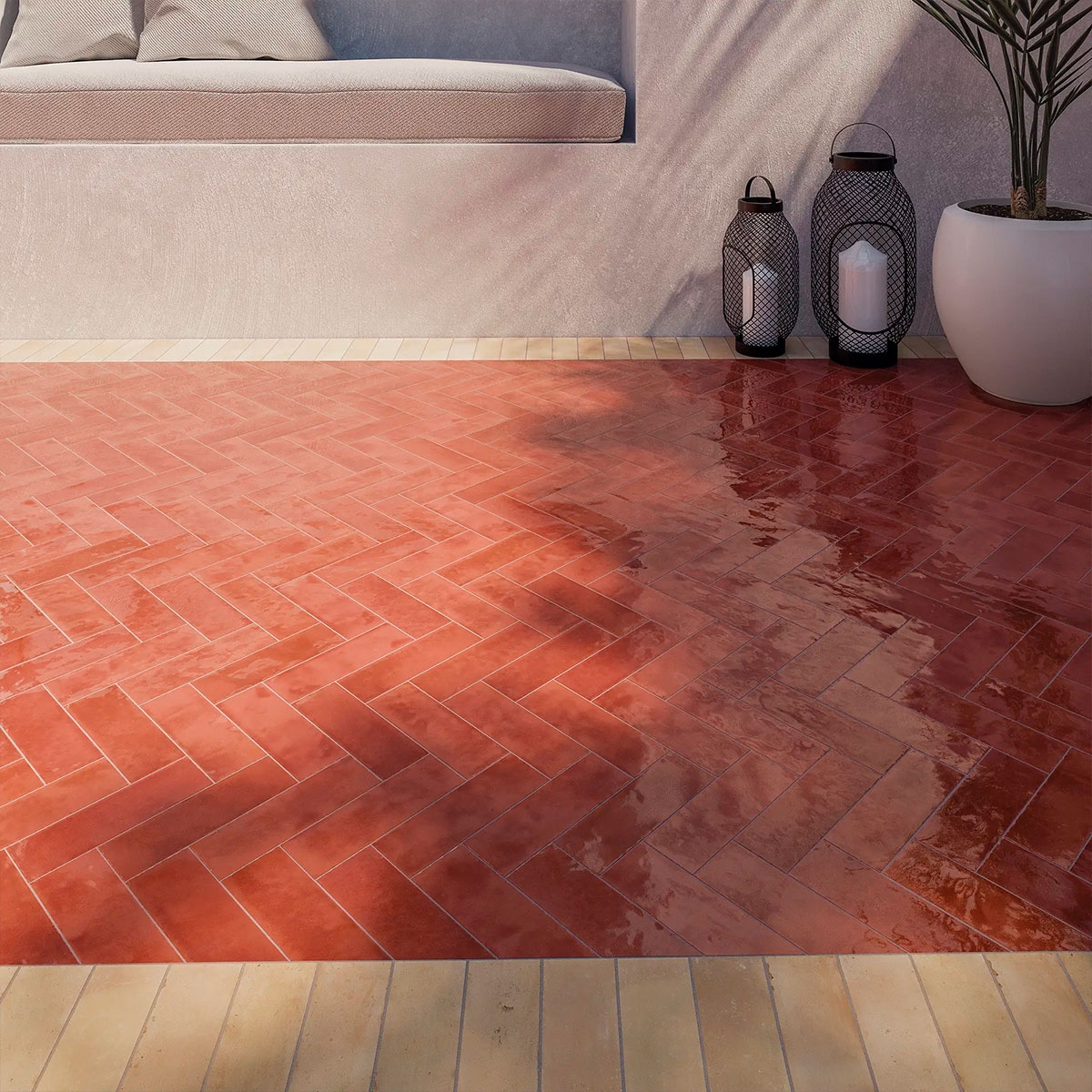 Exterior com pavimento Bejmat Biscuit 5x15 (Box 0.46m2)