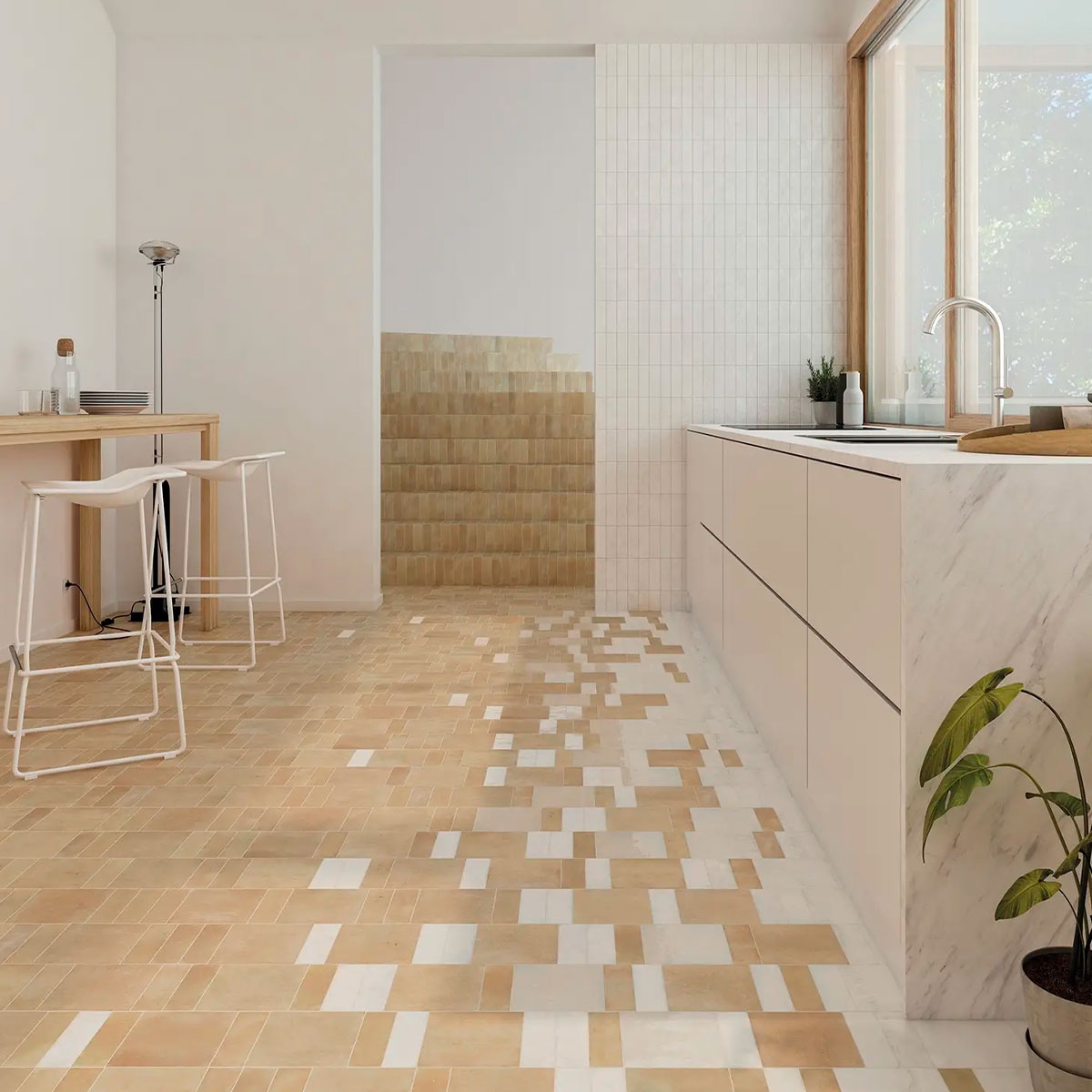 Bejmat Cuisine blanche avec sol 5x15 (Boîte 0.46m2)