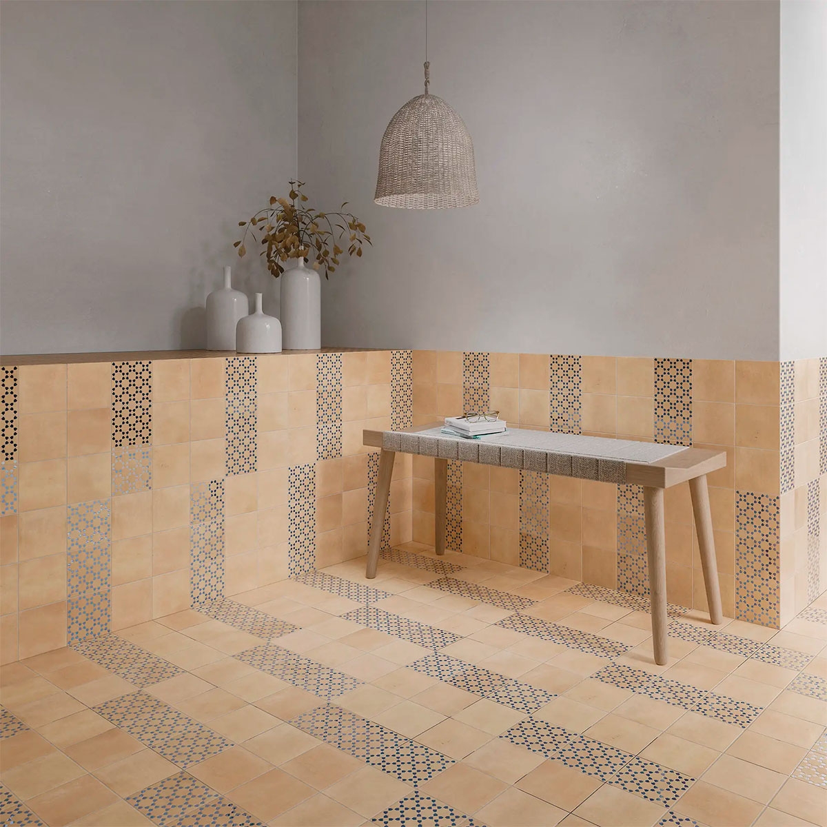 Intérieur avec revêtement de sol et mural Bejmat Square Tan 15x15 (Boîte 0.48m2)