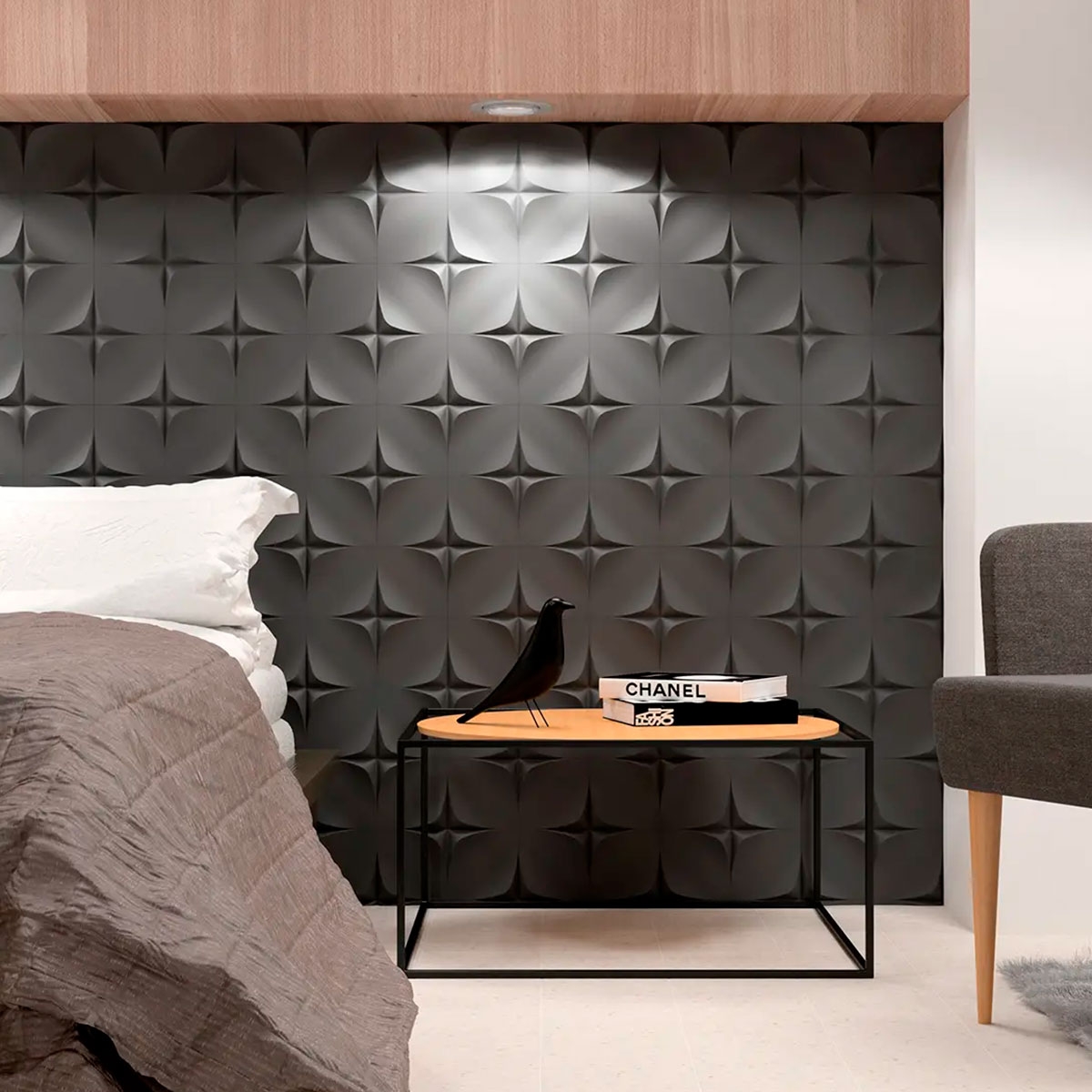 Quarto com revestimento Wow Wave Graphite 12.5x12.5 (Box 0.27m2)