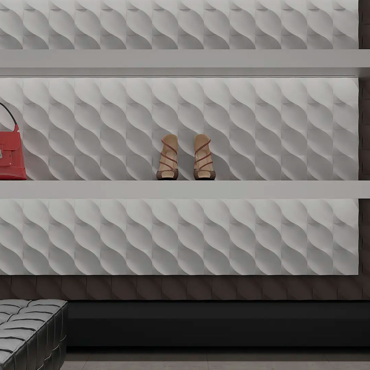 Interior con revestimiento Wow Wave Graphite 12.5x12.5 (Caja 0.27m2)