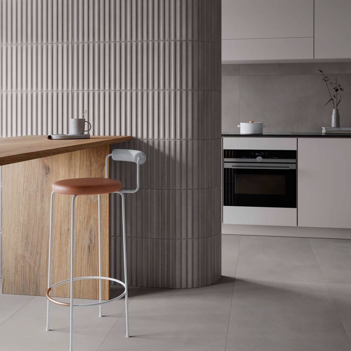 Cuisine avec revêtement de sol et mur Core Grey 59.1x119.1 (Boîte 1.41m2)