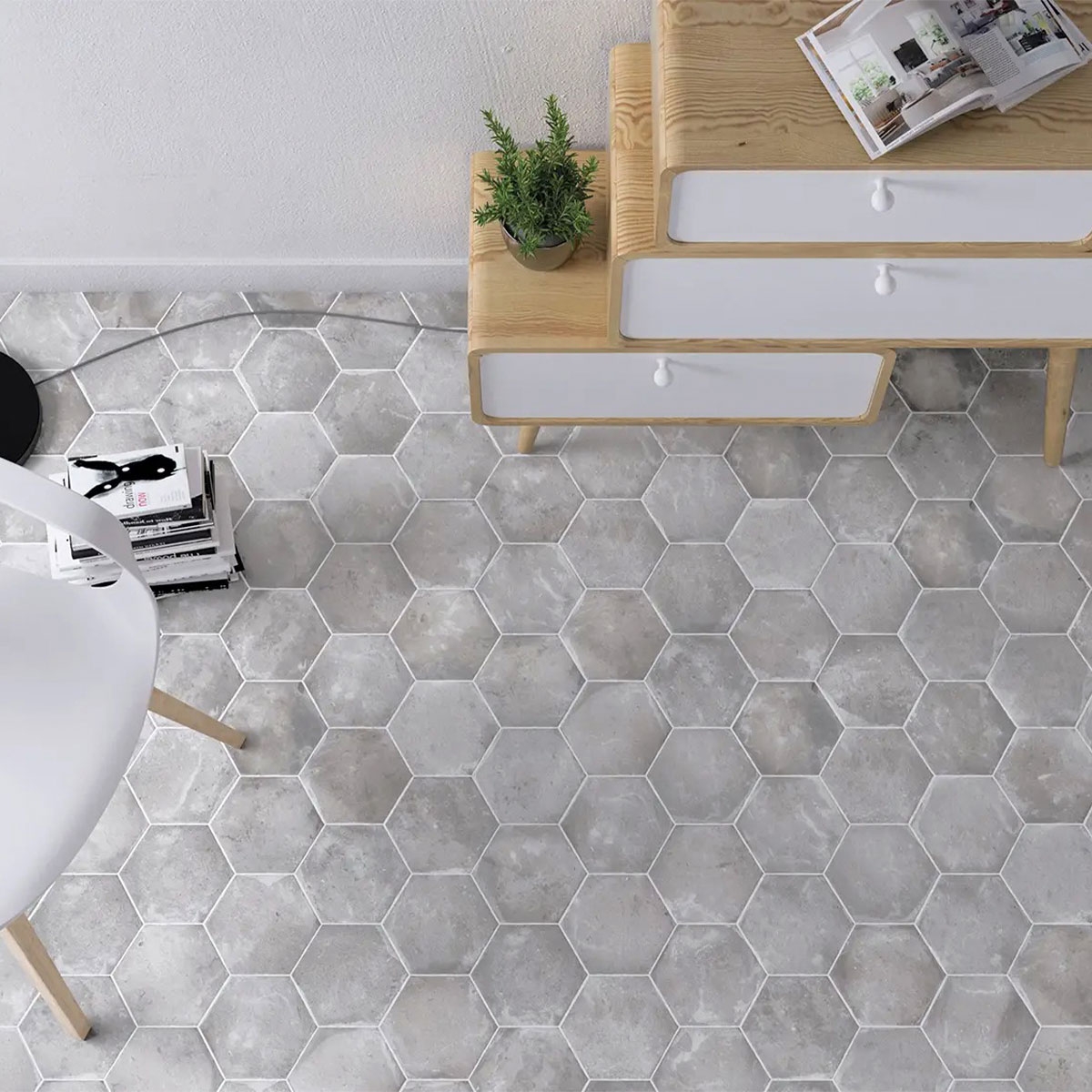 Interior with Hexa Cottage Grey flooring 14x16