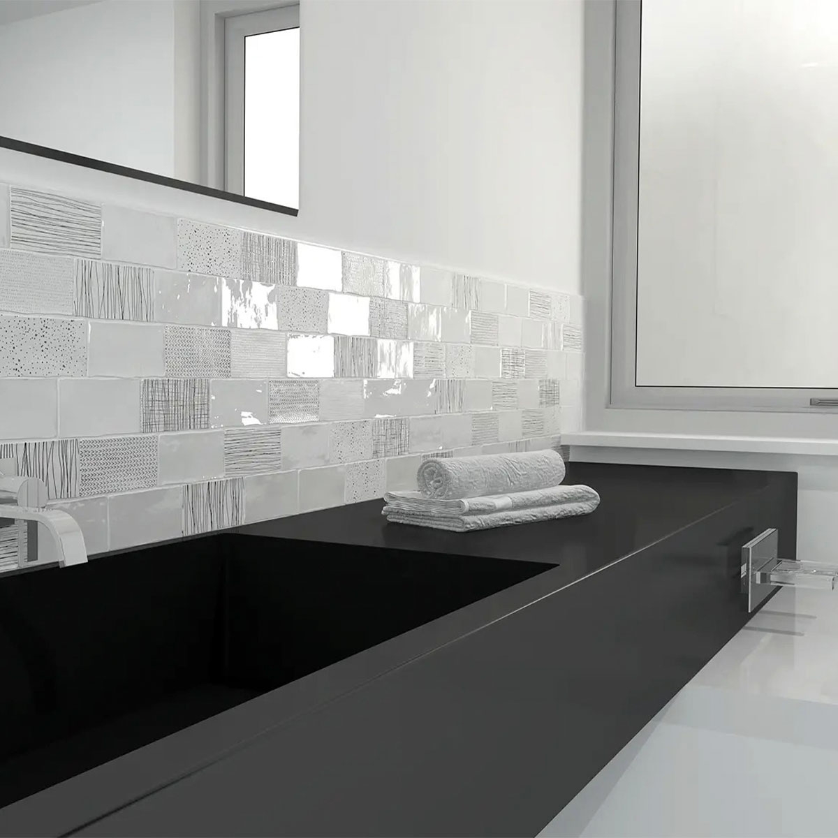 Interior com revestimento branco feito à mão 7.5x15