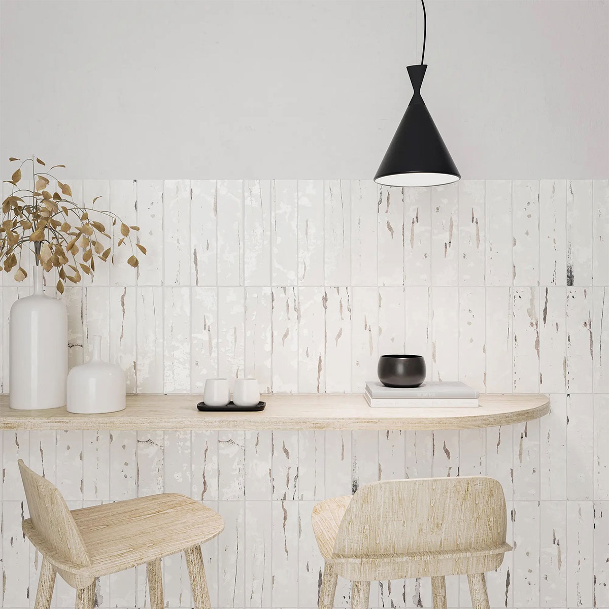 Interior com revestimento vintage decorado à mão 7.5x30