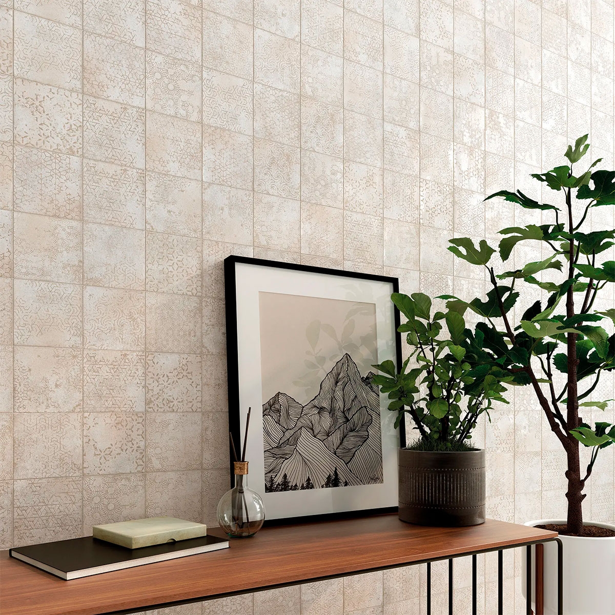 Interior com revestimento Enso Suki Ivory 12.5x12.5 (Box 0.55m2)