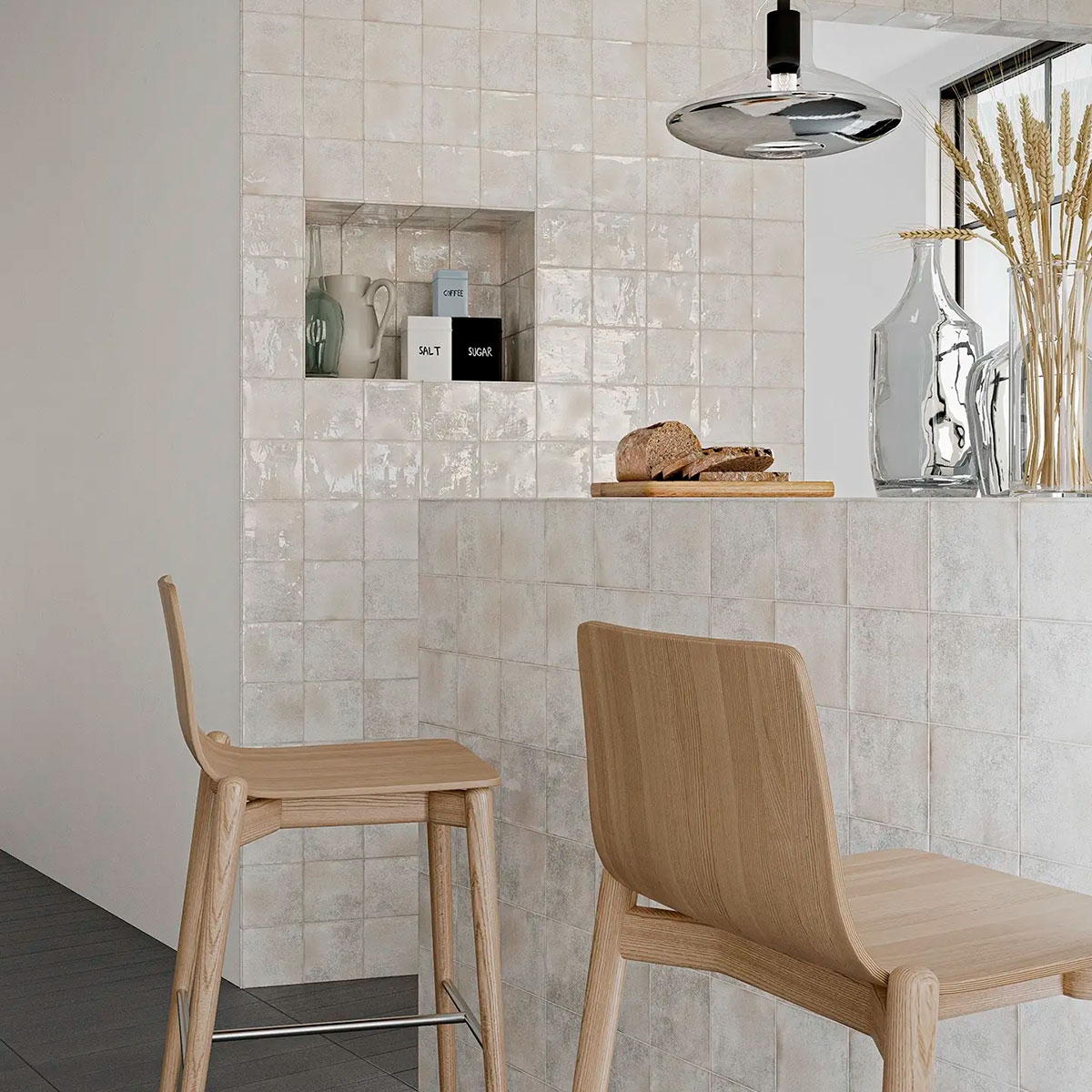 Intérieur avec revêtement Enso Karui Ivory 12.5x12.5 (Boîte 0.55m2)